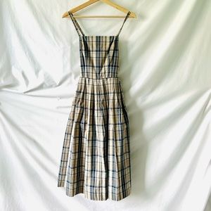 Brooks Brothers Plaid Fit and Flare Strappy Midi Dress